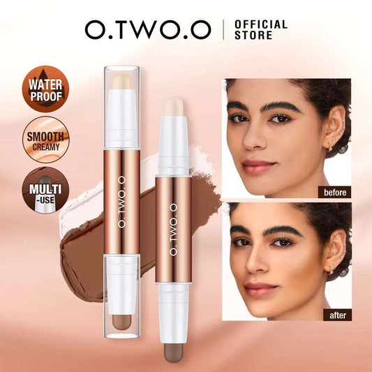 VAIRS beauty & care O.TWO.O Contour Stick Highlighting&Bronzer Face Brightening Double Head Contour Pen Waterproof Contouring Makeup Cosmetics