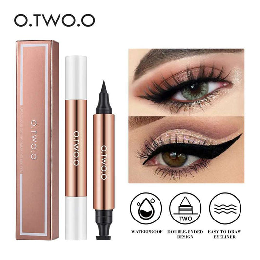 VAIRS beauty & care O.TWO.O Eyeliner Stamp Black Liquid Eyeliner Pen Waterproof Fast Dry Double-ended Eye Liner Pencil Make-up for Women Cosmetics