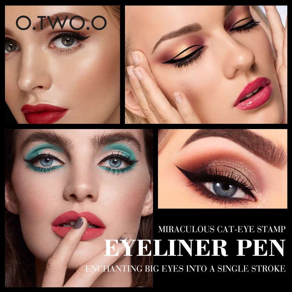 VAIRS beauty & care O.TWO.O Eyeliner Stamp Black Liquid Eyeliner Pen Waterproof Fast Dry Double-ended Eye Liner Pencil Make-up for Women Cosmetics