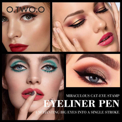 VAIRS beauty & care O.TWO.O Eyeliner Stamp Black Liquid Eyeliner Pen Waterproof Fast Dry Double-ended Eye Liner Pencil Make-up for Women Cosmetics