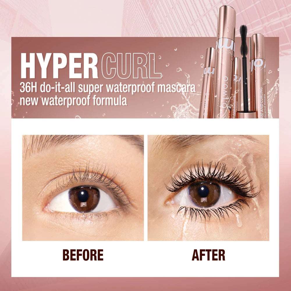 VAIRS beauty & care O.TWO.O Mascara Waterproof 4D Silk Fiber Curling Volume Lashes Thick Lengthening  Nourish Eyelash Extension High Quality Makeup