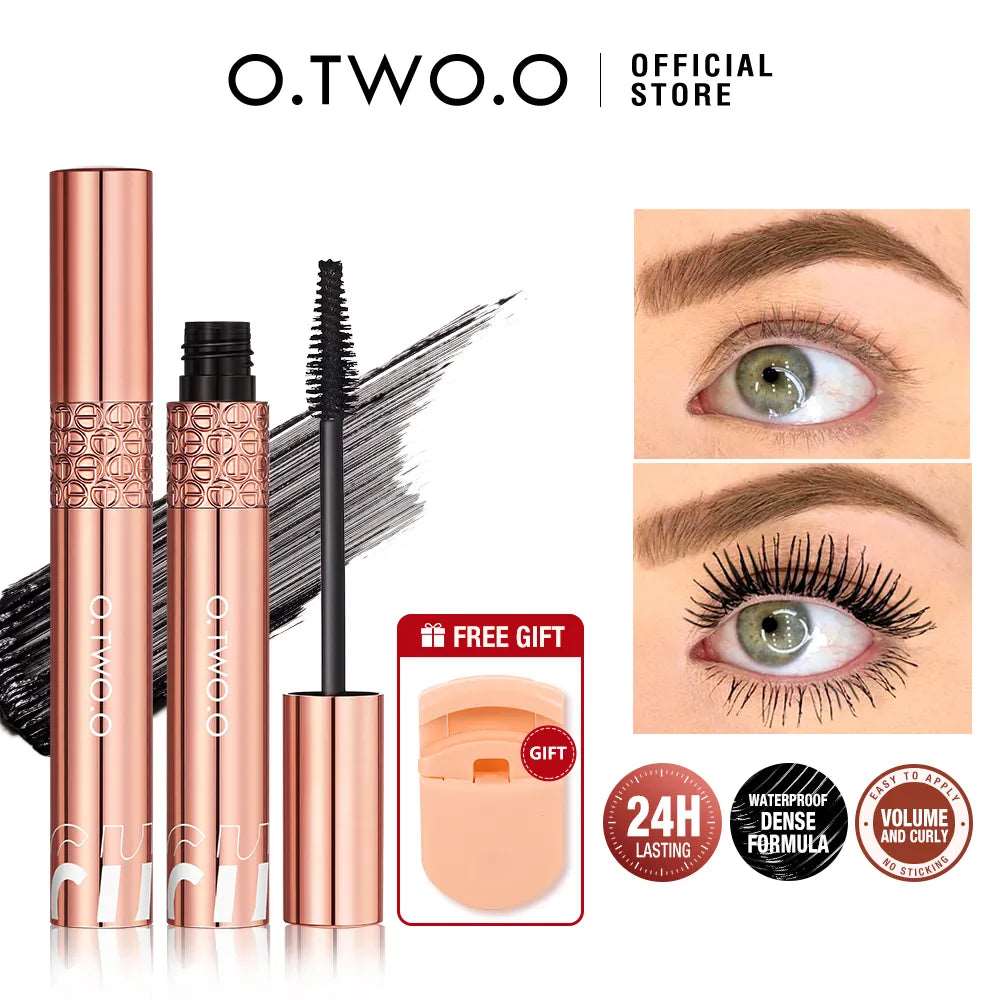 VAIRS beauty & care O.TWO.O Mascara Waterproof Lengthens Eyelashes Extension Black Non-smudge Lengthening Volume 5D Silk Fiber Mascara Cosmetics