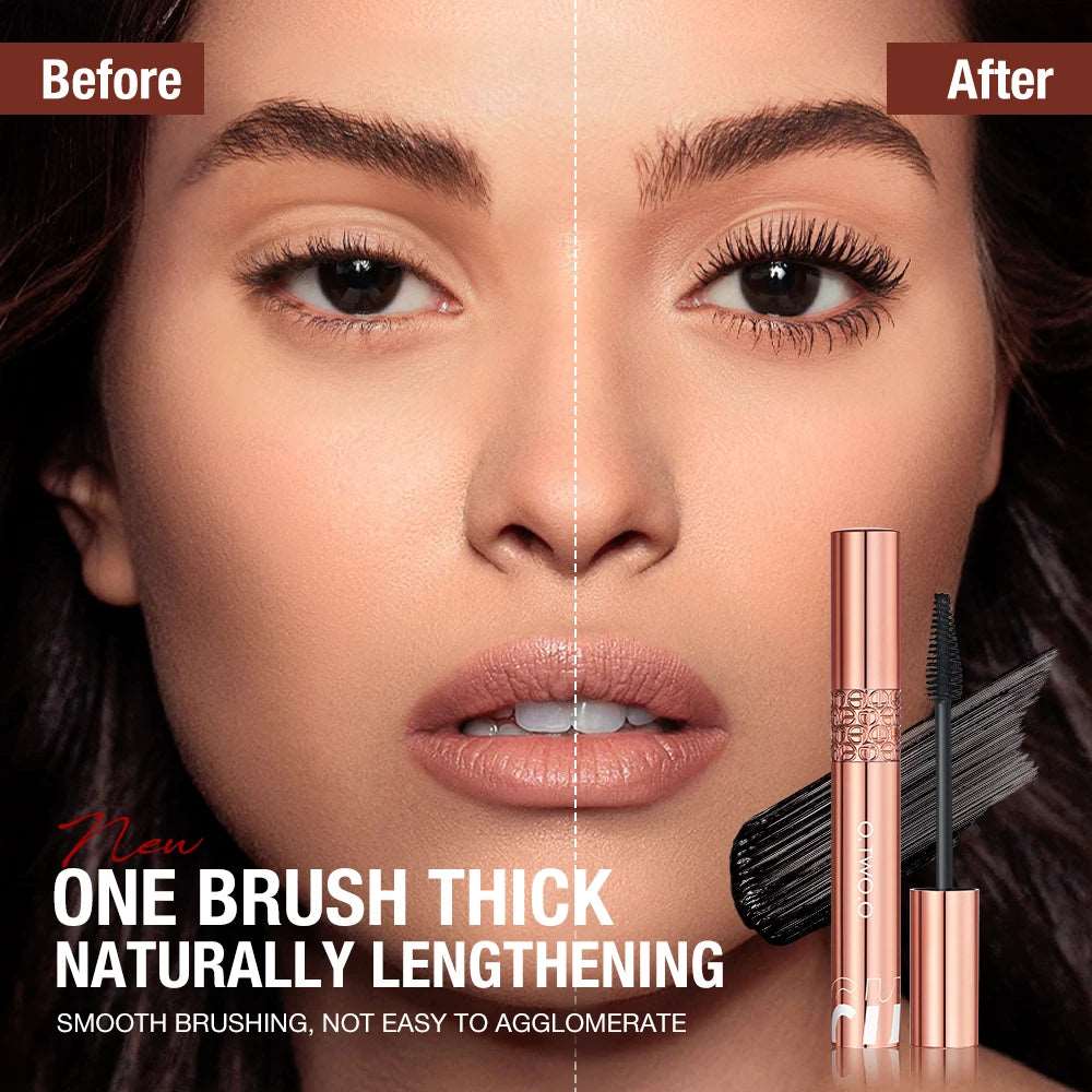 VAIRS beauty & care O.TWO.O Mascara Waterproof Lengthens Eyelashes Extension Black Non-smudge Lengthening Volume 5D Silk Fiber Mascara Cosmetics