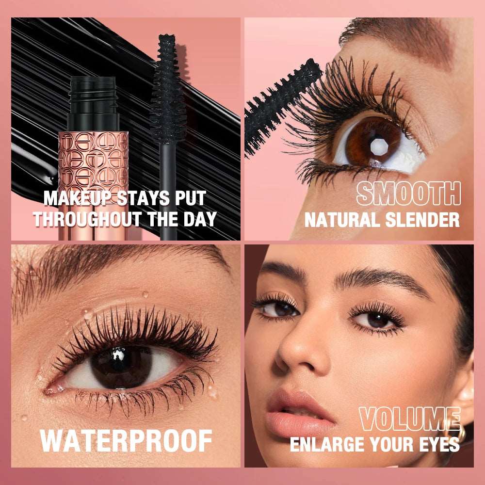 VAIRS beauty & care O.TWO.O Mascara Waterproof Lengthens Eyelashes Extension Black Non-smudge Lengthening Volume 5D Silk Fiber Mascara Cosmetics