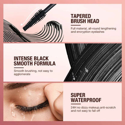 VAIRS beauty & care O.TWO.O Mascara Waterproof Lengthens Eyelashes Extension Black Non-smudge Lengthening Volume 5D Silk Fiber Mascara Cosmetics