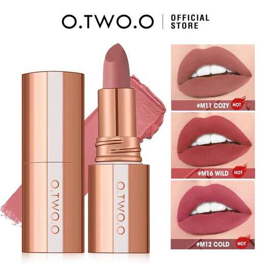 VAIRS beauty & care O.TWO.O Matte Lipstick Long Lasting Waterproof Lip Stick Smudge-free Classic Highly Pigmented Velvet Finish Lip Tint Makeup