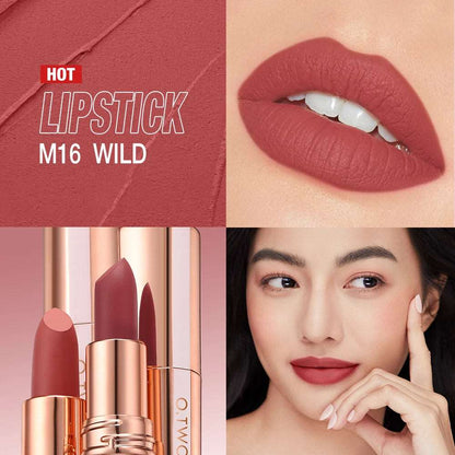 VAIRS beauty & care O.TWO.O Matte Lipstick Long Lasting Waterproof Lip Stick Smudge-free Classic Highly Pigmented Velvet Finish Lip Tint Makeup