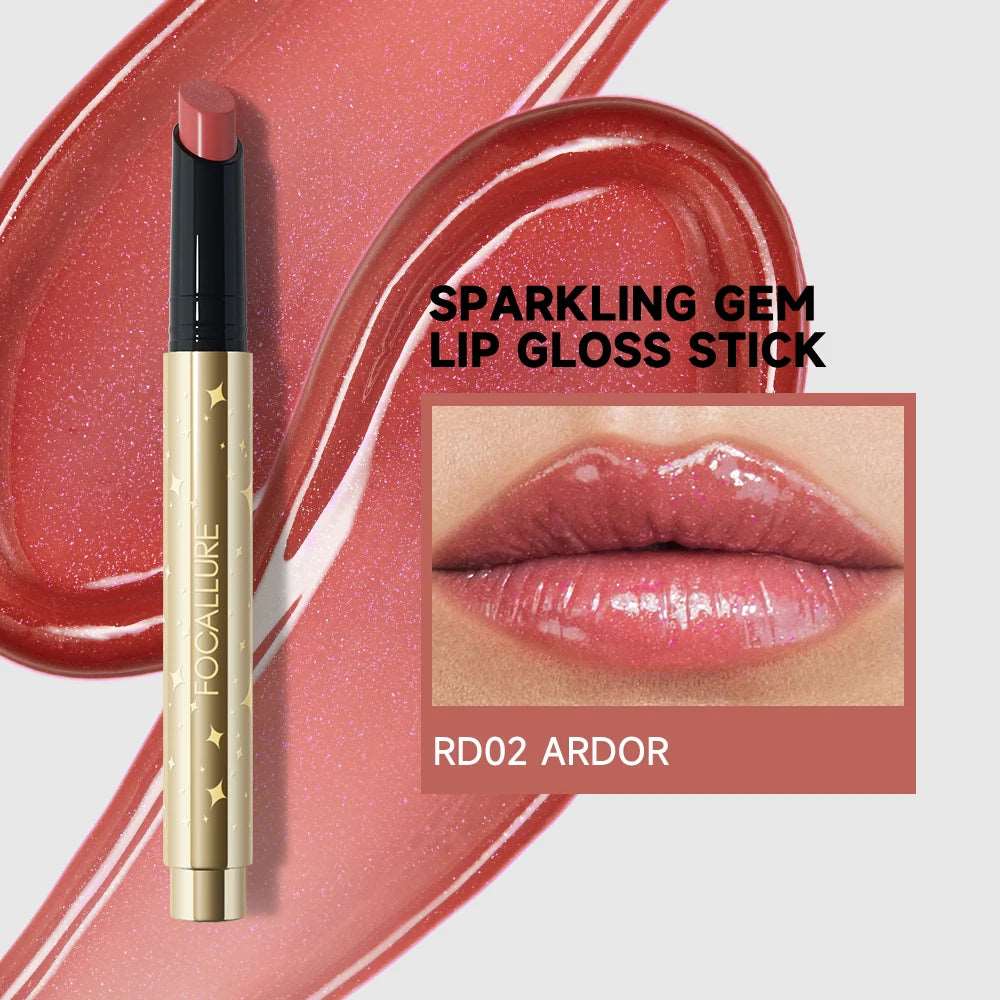 VAIRS beauty & care RD02 FOCALLURE Pearlescent Lip Gloss Stick Moisturizing Long Lasting Sexy Sparkling Lip Balm Shimmer Lipstick Pen Makeup Cosmetics