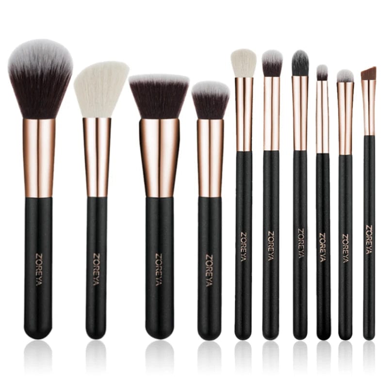 VAIRS beauty & care Rose Gold 10pcs ZOREYA 10 Rose Gold Makeup Brushes Set Professional Eyeshadow Foundation Blending Eyebrow Fan Blush pinceaux de maquillage