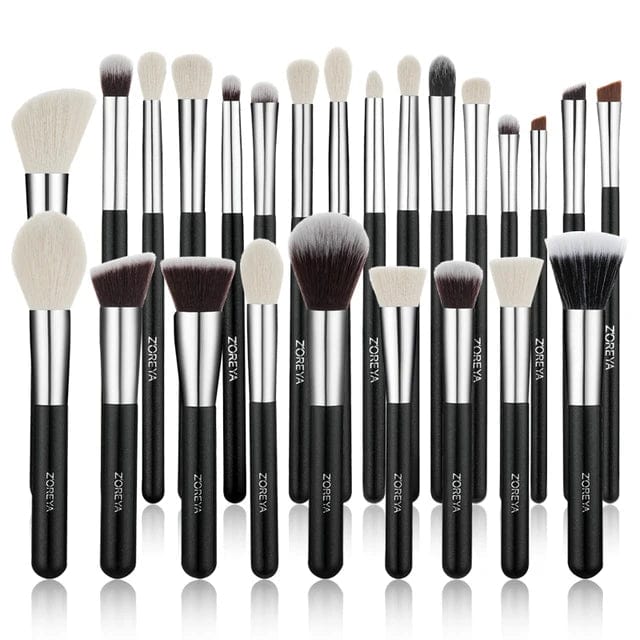 VAIRS beauty & care Silver 25pcs Set ZOREYA Black Makeup Brushes Set Natural Hair Brushes Foundation Powder Eyebrow Contour Eyeshadow Make Up Brushes maquiage