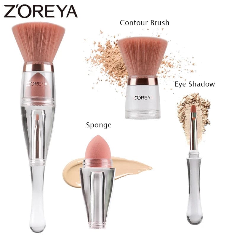 VAIRS beauty & care Z457 ZOREYA Travel 3in1 Make Up Soft Multipurpose Portable Makeup Brush Angled Sponge Brow Eye Shadow Powder Paint Brushes Cosmetic