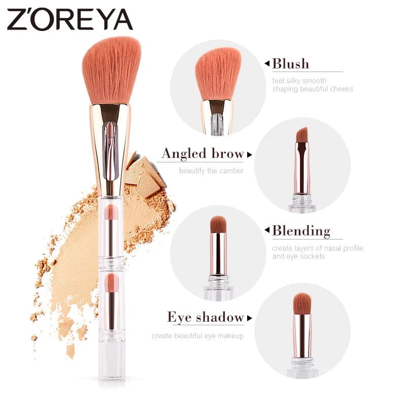 VAIRS beauty & care Z459 ZOREYA Travel 3in1 Make Up Soft Multipurpose Portable Makeup Brush Angled Sponge Brow Eye Shadow Powder Paint Brushes Cosmetic