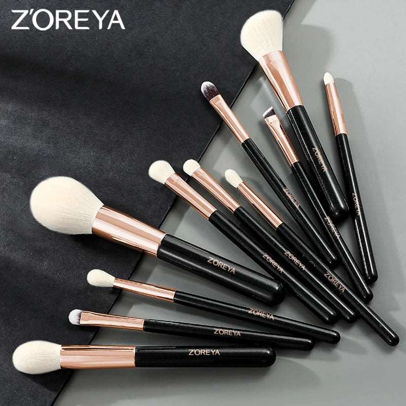 VAIRS beauty & care ZOREYA Black Makeup Brushes Set Natural Hair Brushes Foundation Powder Eyebrow Contour Eyeshadow Make Up Brushes maquiage