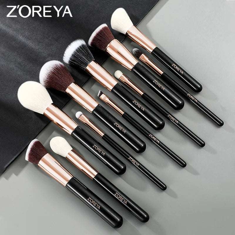 VAIRS beauty & care ZOREYA Black Makeup Brushes Set Natural Hair Brushes Foundation Powder Eyebrow Contour Eyeshadow Make Up Brushes maquiage