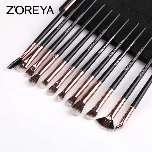 VAIRS beauty & care ZOREYA Brand 12pcs Essential Eye Makeup Brush Sets Soft Synthetic Hair Blending Eye Shadow Crease Eyeliner Small Fan Brushes