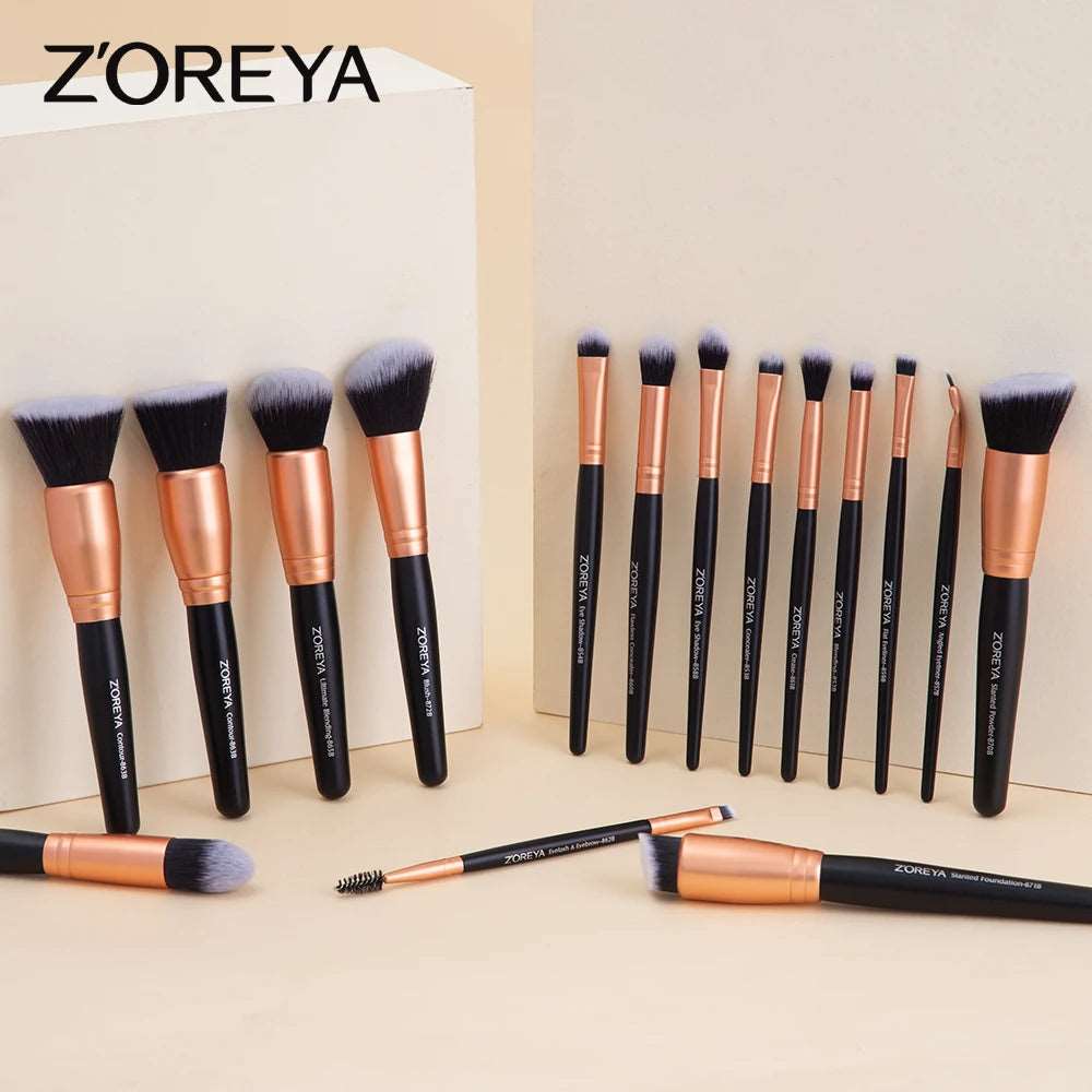 VAIRS beauty & care ZOREYA Professional Luxury Makeup Brushes Set, 15Pcs Eyeshadow Foundation Contour Lip  Premium Synthetic Kabuki Brush