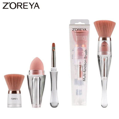 VAIRS beauty & care ZOREYA Travel 3in1 Make Up Soft Multipurpose Portable Makeup Brush Angled Sponge Brow Eye Shadow Powder Paint Brushes Cosmetic