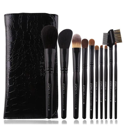 VAIRS beauty & care zp10black ZOREYA 10Pcs Black Luxury Animal Hair Makeup Brushes Set Powder Concealer Eye Shadow Cosmetic Tools Professional Makeup Natural