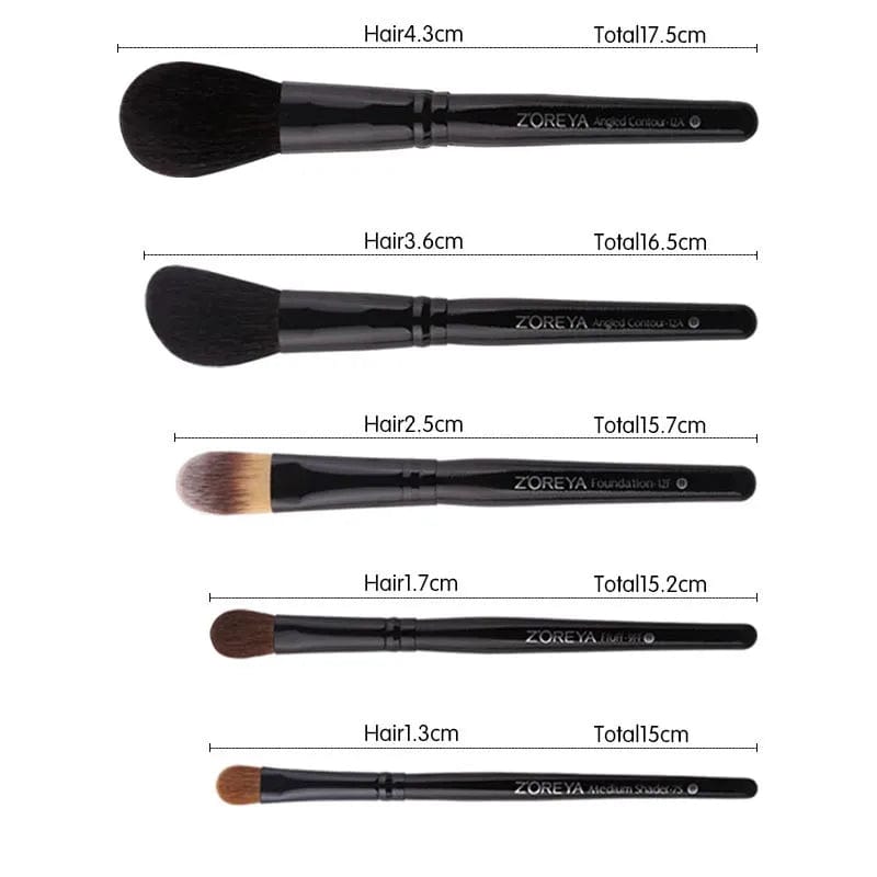 VAIRS beauty & care zp10black ZOREYA 10Pcs Black Luxury Animal Hair Makeup Brushes Set Powder Concealer Eye Shadow Cosmetic Tools Professional Makeup Natural