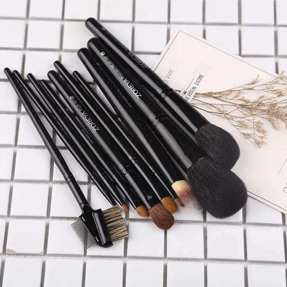 VAIRS beauty & care zp10black ZOREYA 10Pcs Black Luxury Animal Hair Makeup Brushes Set Powder Concealer Eye Shadow Cosmetic Tools Professional Makeup Natural