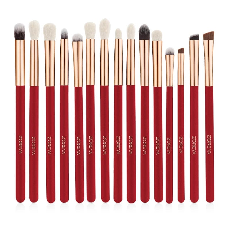 VAIRS® Beauty Red/Gold 15pcs ZOREYA Black Makeup Brushes set Professional Natural Hair Brushes Foundation Powder Contour Eyeshadow Make Up Brushes