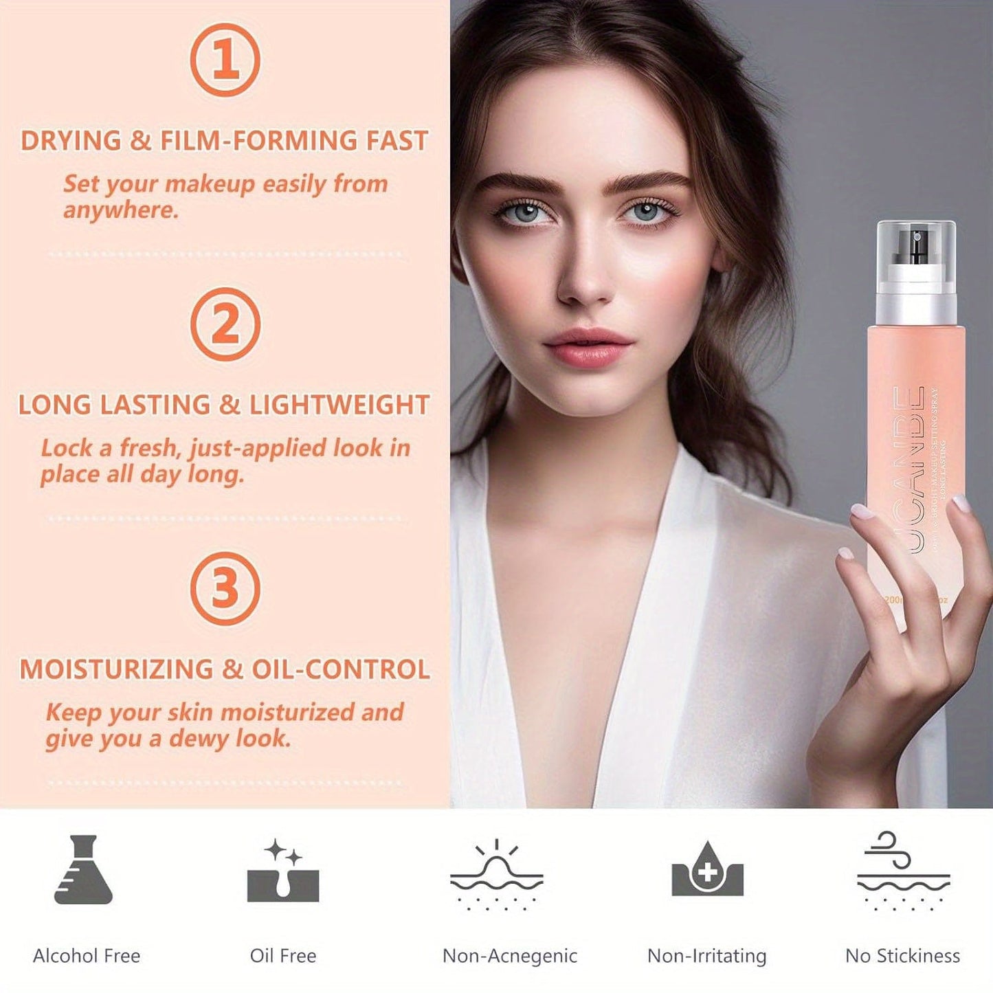 VAIRS® Beauty UCANBE Dewy Makeup Setting Spray Kit-7 Fl oz Hydrating Illuminating Finishing Spray Long Lasting Lightweight Face Mist Make up Fixer +1PC Travel Size Spray Bottle+1PC Sponge Puff