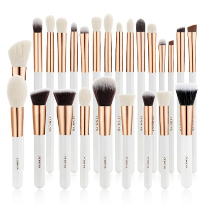 VAIRS® Beauty White/Gold 25pcs ZOREYA Black Makeup Brushes set Professional Natural Hair Brushes Foundation Powder Contour Eyeshadow Make Up Brushes