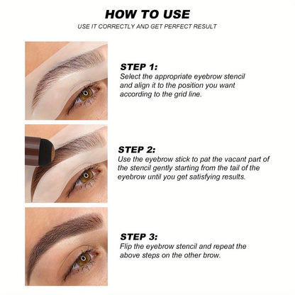 VAIRS® Beauty YOUNG VISION Eyebrow Definer Powder Stamp Makeup With 10 Reusable Stencils Long Lasting Waterproof For Perfect Brow