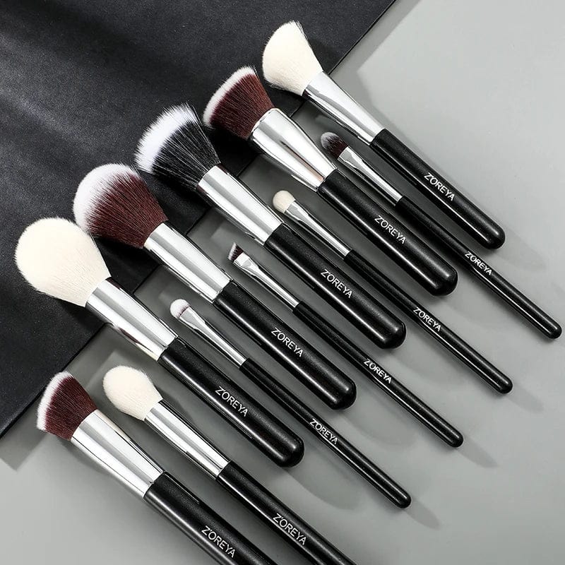 VAIRS® Beauty ZOREYA Black Makeup Brushes set Professional Natural Hair Brushes Foundation Powder Contour Eyeshadow Make Up Brushes