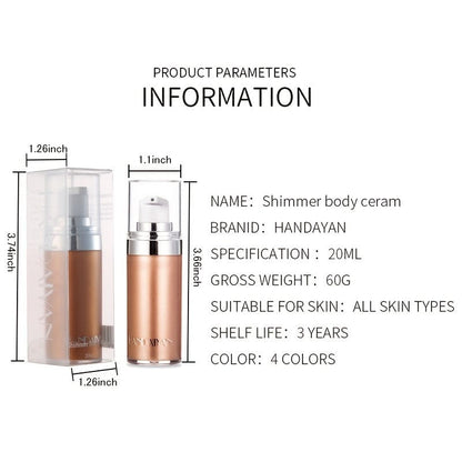 VAIRS® HANDAIYAN 4 Colors Shimmer Liquid Highlighter, Body Face Foundation Cream, Waterproof Brightening Makeup Cosmetic