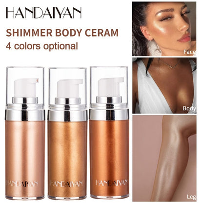 VAIRS® HANDAIYAN 4 Colors Shimmer Liquid Highlighter, Body Face Foundation Cream, Waterproof Brightening Makeup Cosmetic