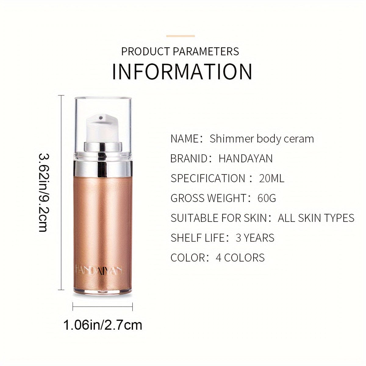 VAIRS® HANDAIYAN 4 Shades Body Face Highlighter Cream Waterproof Shimmer Makeup Brighten Cosmetics Full Body Brightening And Highlighter Liquid Lotion